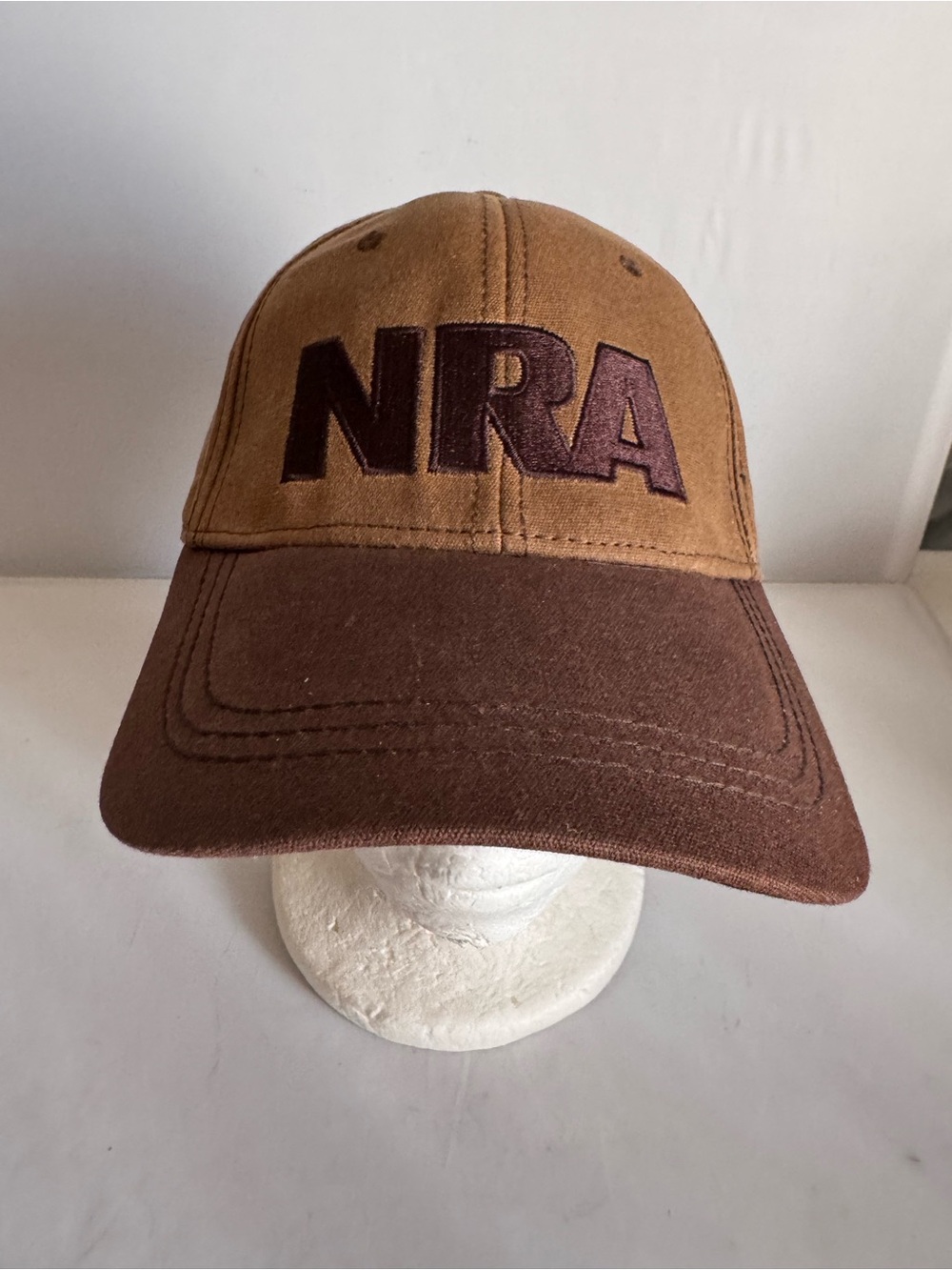 NRA Baseball Hat 100% Cotton Brown Baseball Cap Hook & Loop Closure